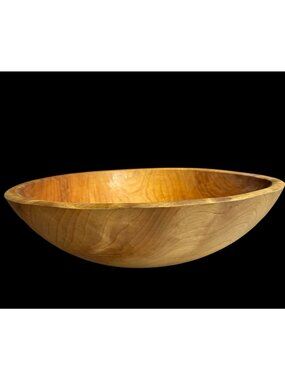 CG Granville Vermont Turned Wood Out of Round Dough Bowl 14" Rustic Farmhouse